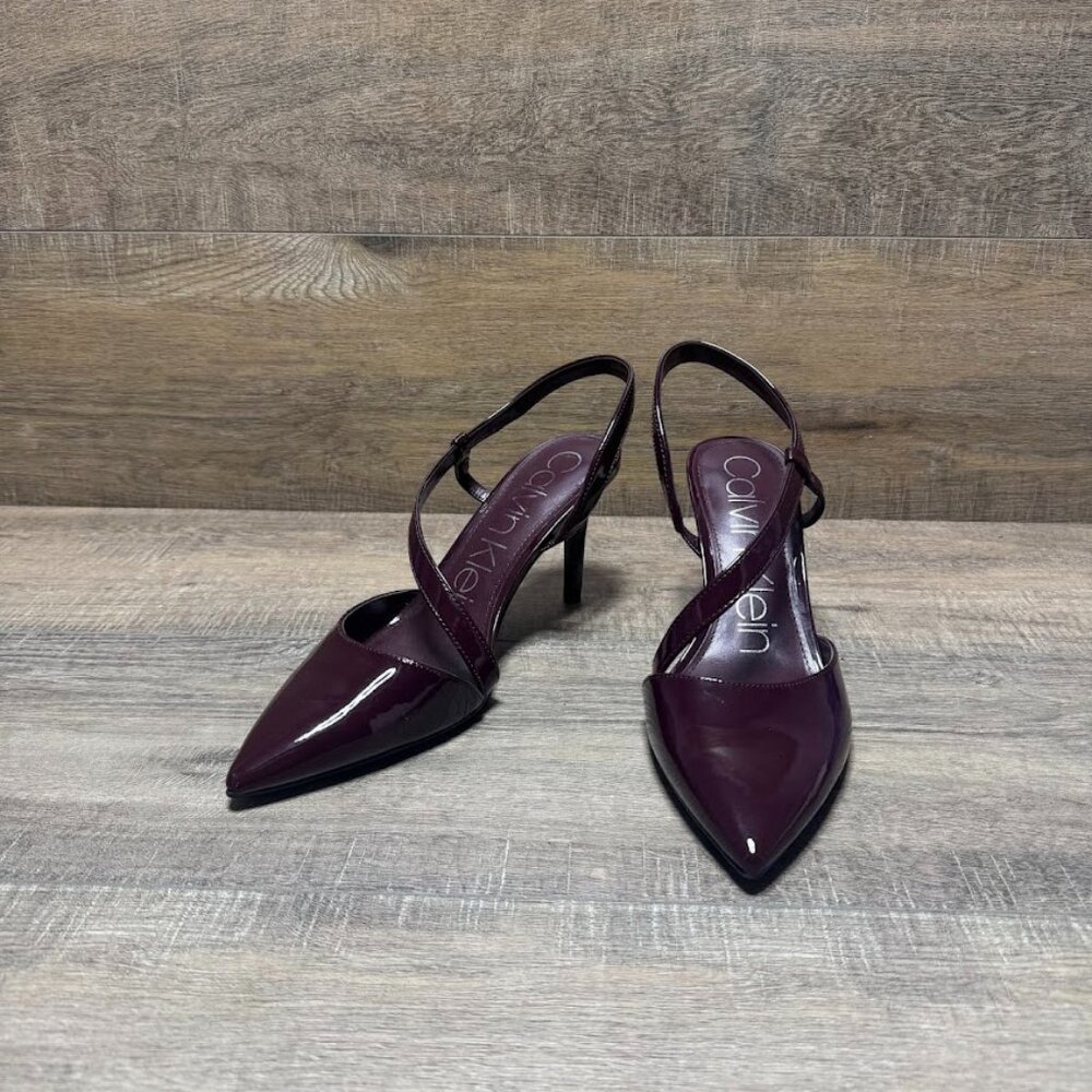 Calvin Klein Gilisa Burgundy Leather Pumps Women's Size 9.5
